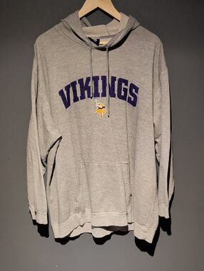 NFL Minnesota Vikings Gray Hooded Sweatshirt Purple Logo XL